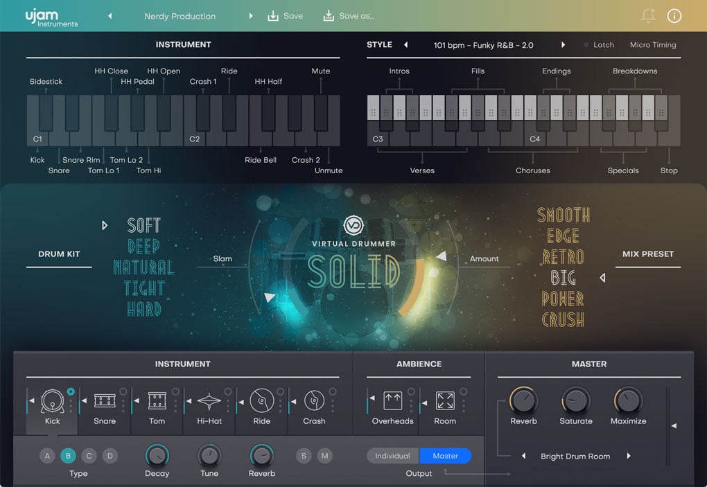 Virtual Drummer SOLID User Interface